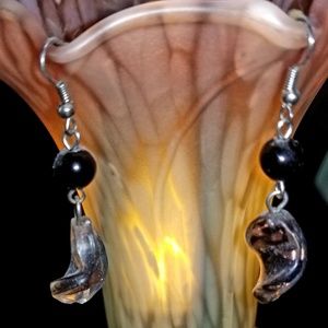 Black & Clear Glass Drop Earrings